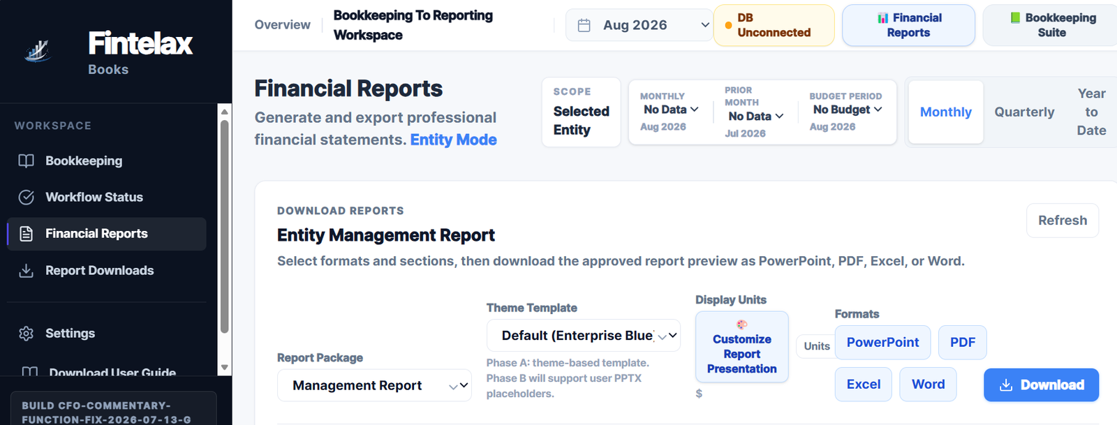 FintelaxBooks interface